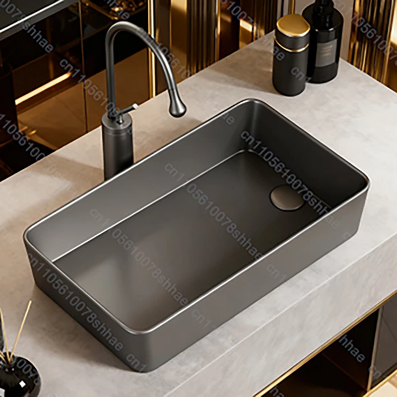 Luxury Ceramic Vessel Sink Square Bathroom Basin Countertop Art Wash Bowl for Vanity Top Ceramic Bathroom Sink for Home Use