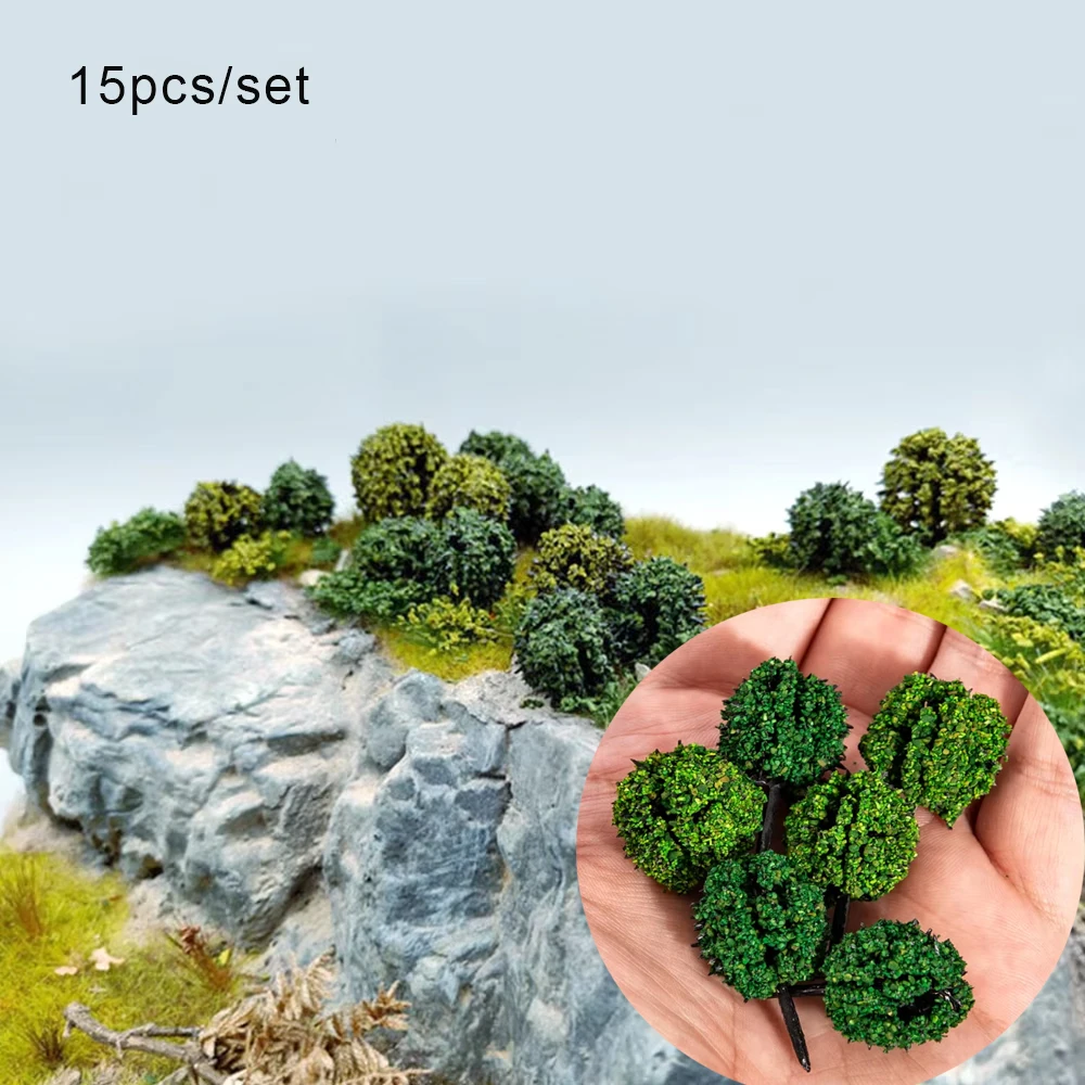 15pcs 3.5cm Miniature Trees Shrub Ball Plants for Railway Train Layout/Military/Diy Model Making/Garden Decoration/Diorama