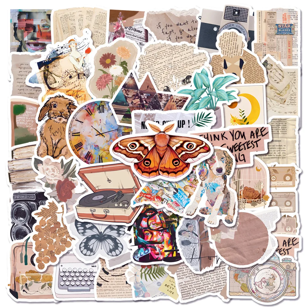 10/25/50pcs Retro Graffiti Paper Fragment Stickers for DIY Scrapbooking Decor Phone Laptop Skateboard Suitcase Stationery