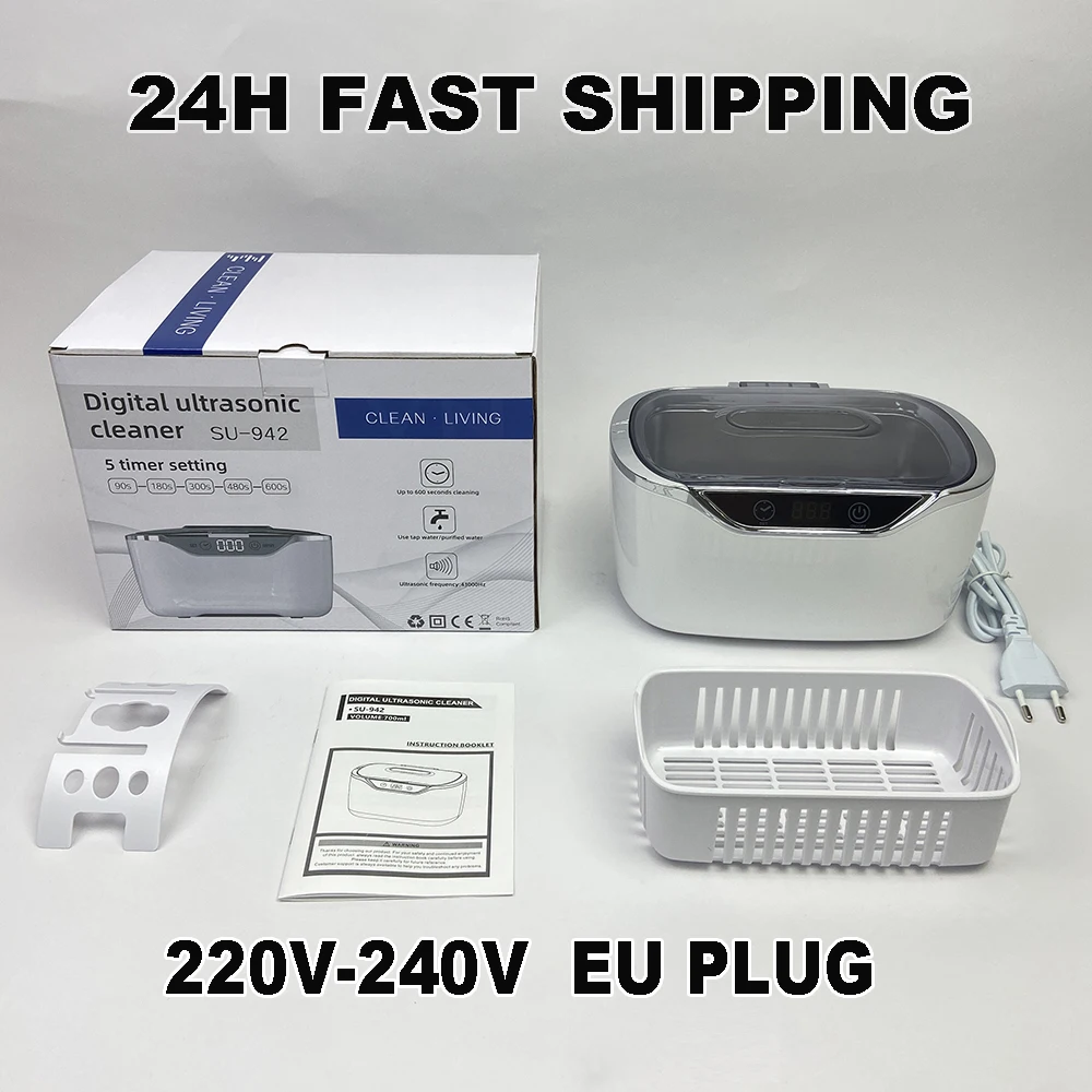 600ml Ultrasonic Cleaner Bath Timer for Jewelry Parts Glasses Manicure Stones Cutters Dental Razor Brush Ultrasound Sonic Boxc