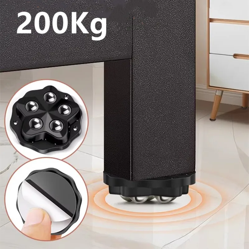 4PCS Self Adhesive Caster Wheels Super Load-bearing 5 Beads Universal 360° Rotating Wheels For Home Appliances Storage Boxes