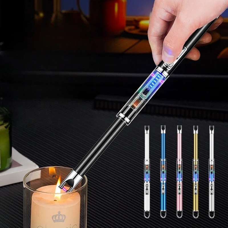 Type-C Rechargeable Kitchen Artifact Portable Smart Pulse Igniter Household Gas Stove Long Handle Electronic Lighter Wholesale