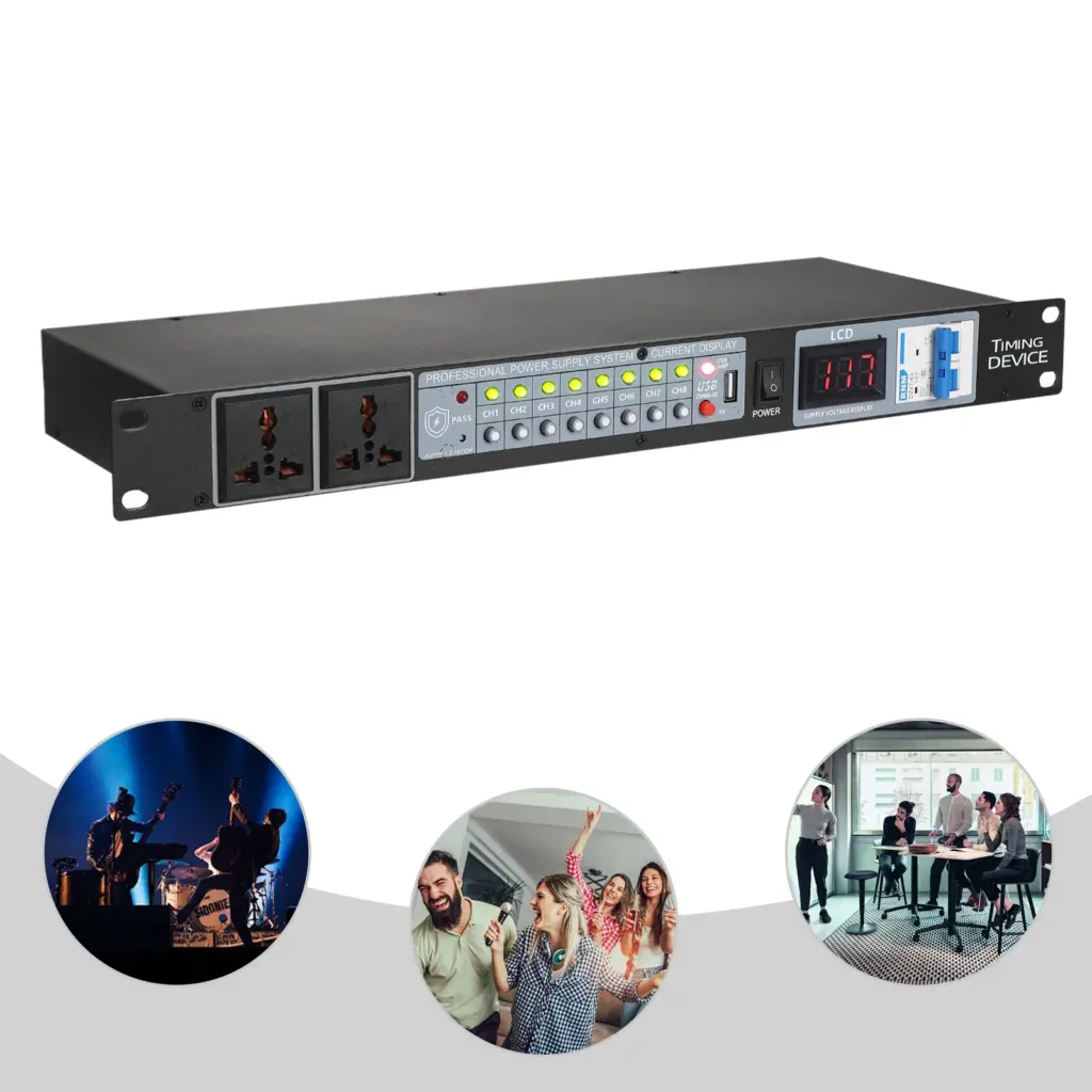 10-Channel Audio Power Conditioning Power Conditioner Sequencer with Digital Voltage Regulator Surge Protector for theaters, KTV