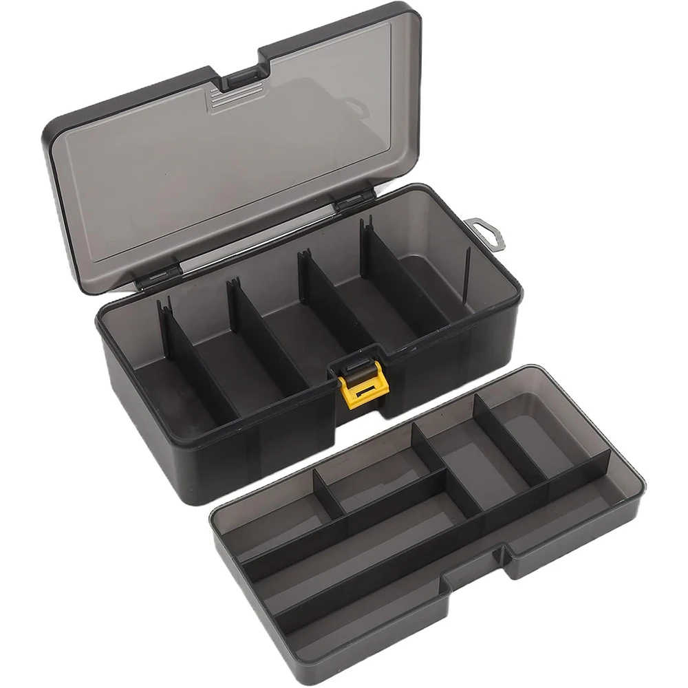 Fishing Gear Storage Box Plastic Gray Multifunctional Double-Layer Bait Box Ten Compartments Easy Assembly Fishing Bait Tool Box