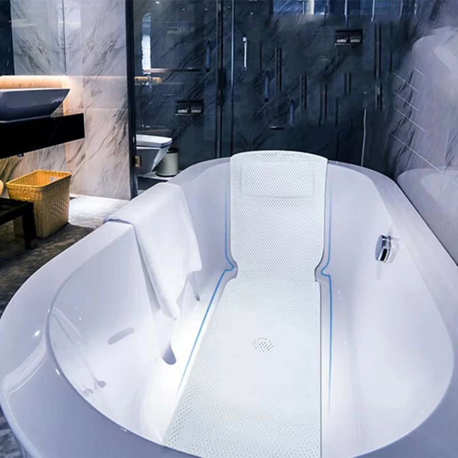 Non Slip BathTub Mat Suction Cup Bath Tub Pillow Headrest Long SPA Pillows Neck Cushion Hangable Waterproof Bathroom Accessories