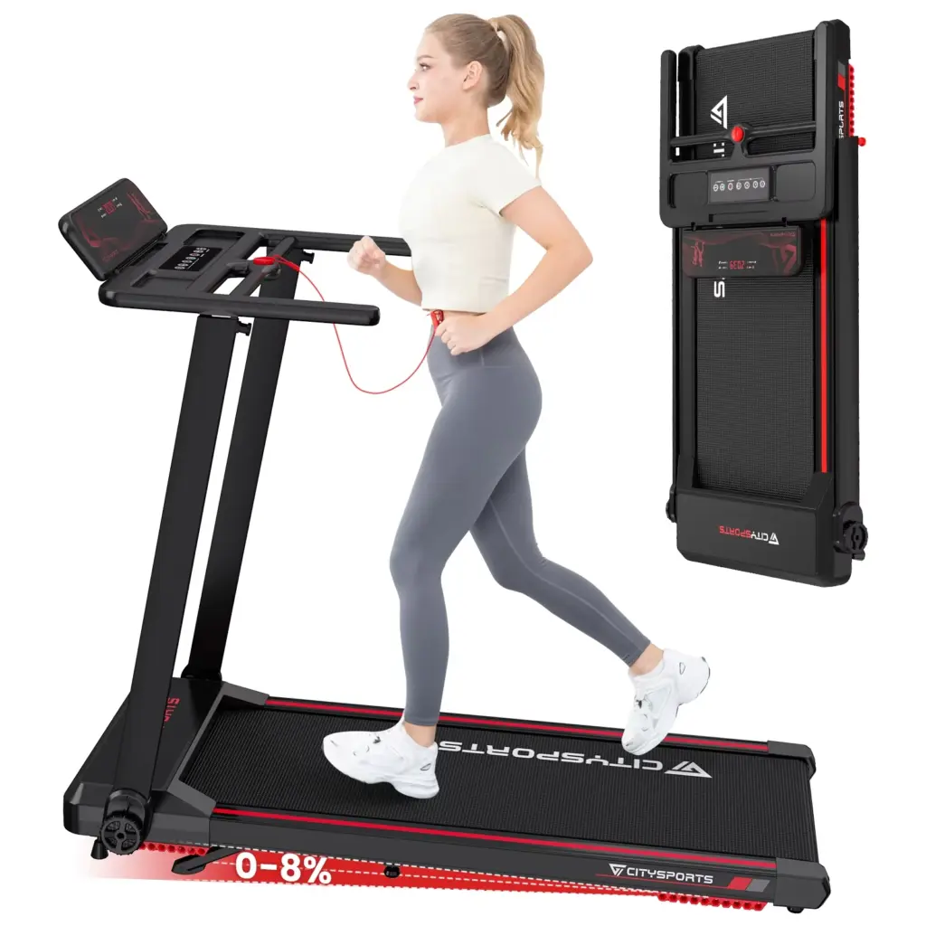 CITYSPORTS PRO Electric Folding Treadmill with Incline - 12 km/h Max Speed, Smart App Control, LED Display