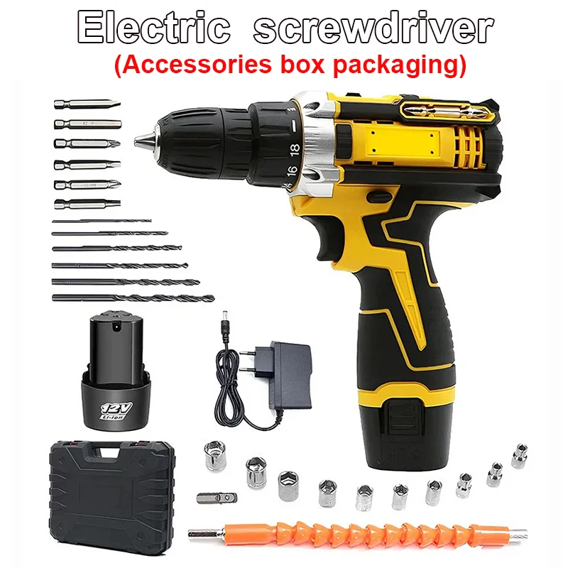 Lithium Electric Drill Electric Screwdriver Hand Electric Drill Electric Tool Set Multifunctional Accessory Box Packaging