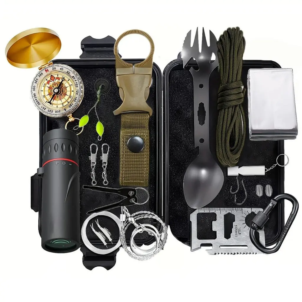 2026 Upgrade 13 in 1 Outdoor Survival Kit Multifunctional Emergency Gear Set for Camping Hiking Hunting Travel First Aid Kit