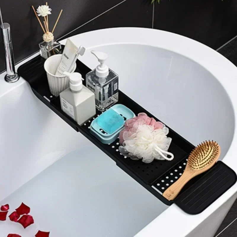 Bathroom Portable Tools Bathtub Shelf Extendable Bathtub Tray Shower Caddy Bamboo Bath Tub Rack Towel Holder Storage Organizer