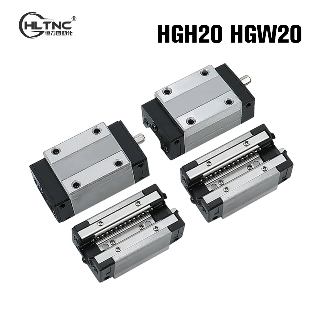 4 Pcs HGH20CA HGW20CC Steel Cage Carriages HGR20 Linear Guide Rail Block Fit HIWIN HR20 Width 20mm Guide For CNC Milling Router