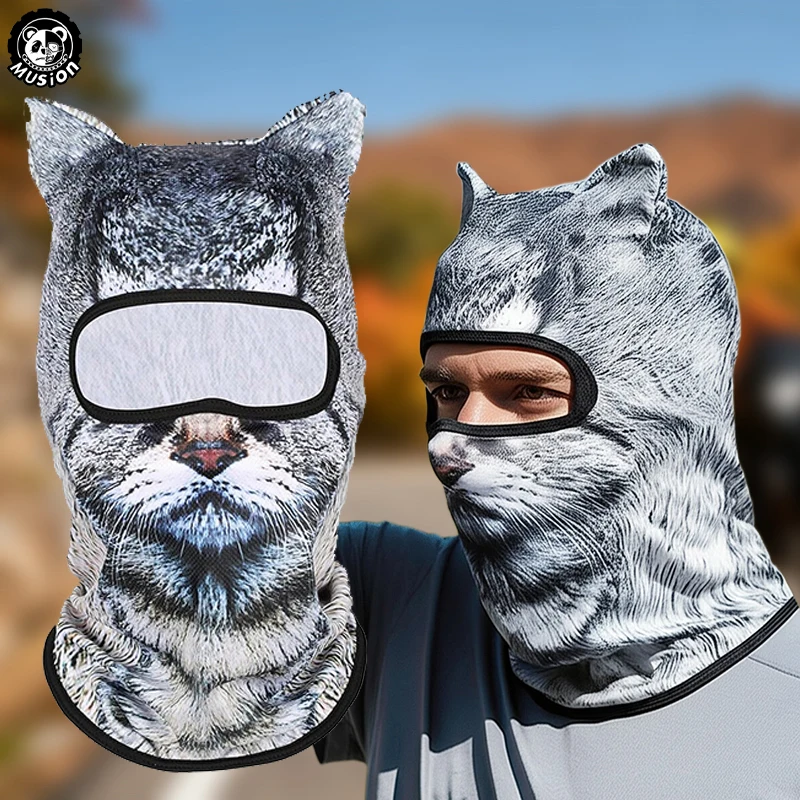 Musion Funny Cat And Dog Balaclava Face Mask Head Cover Full Face Mask Dustproof Windproof And Sunshade Suitable For Motorcy