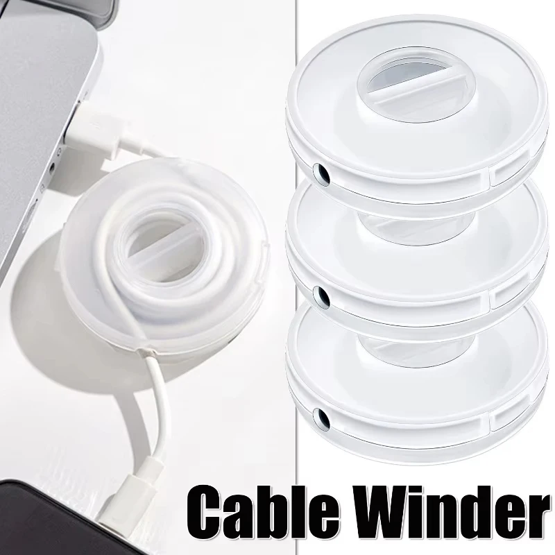 1/2/3pcs Rotatable Cable Winder Box Portable Round USB Data Cord Cable Organizer Headphone Charging Line Management Storage Box