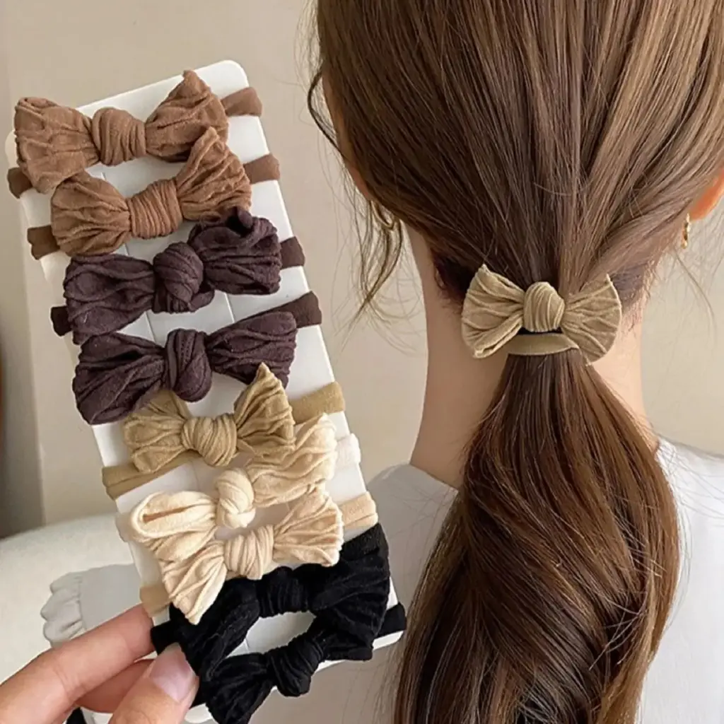 10Pcs Bow Hair Scrunchies, Casual & Simple Daily Accessories,Woman Head Accessories, Woman Hair Accessories Hair Ties Piece