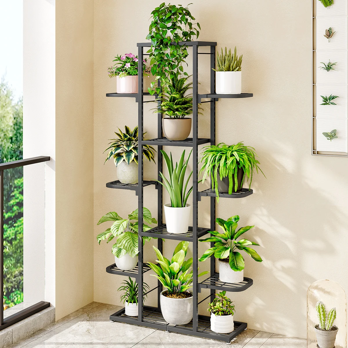 Plant Stand, 5 Tier/7 Tier Anti Slip Waterproof Corner Tall Flower Holders for Indoor Outdoor Living Room Balcony Garden Patio