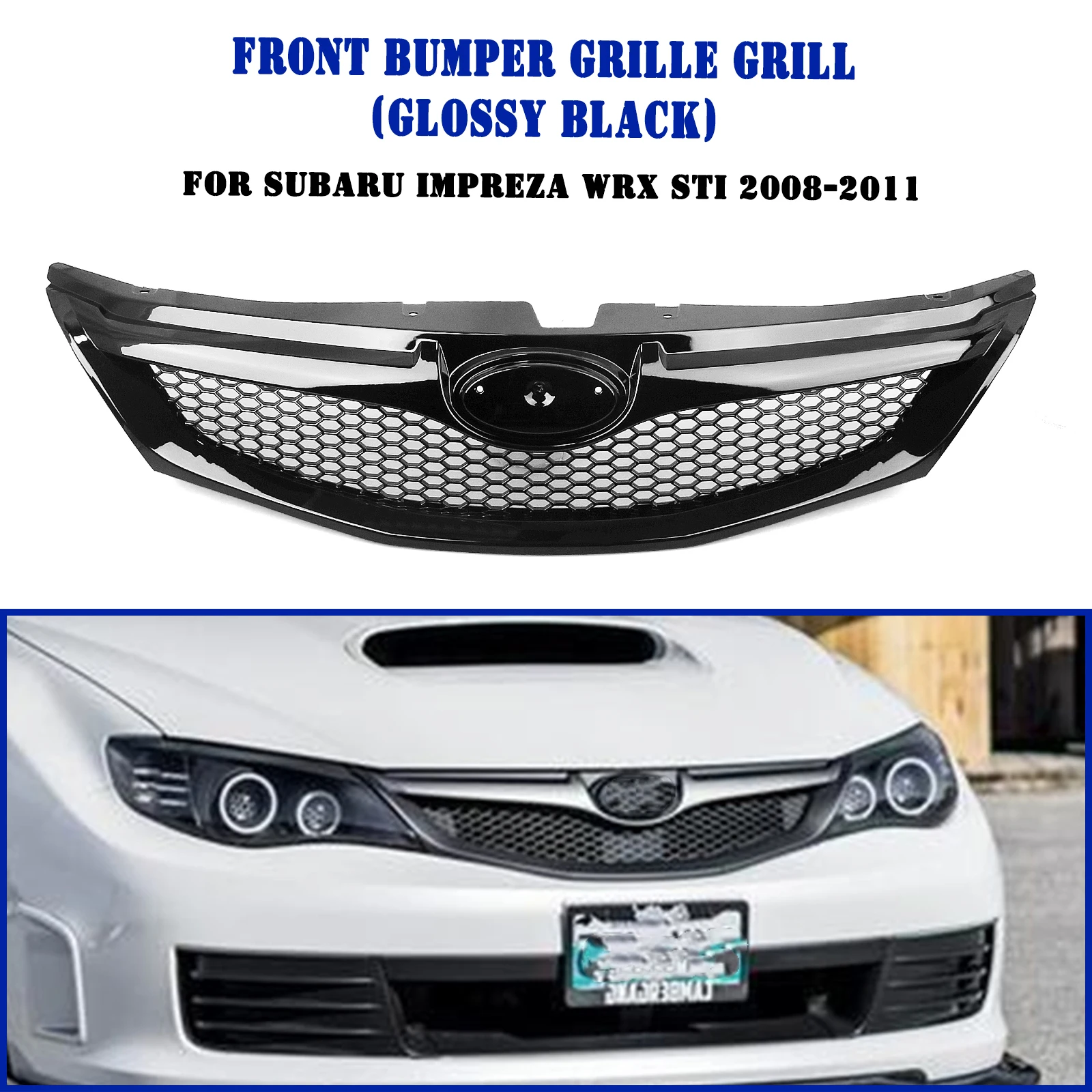 Front Grille Racing Grill Upper Bumper Hood Mesh For Subaru Impreza 10TH GEN WRX STi 2008-2011
