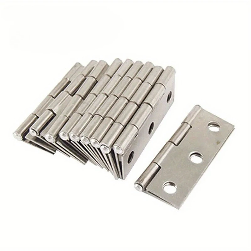 New 10pcs Stainless Steel Door Hinges Cabinet Doors Windows Wooden Box Flat Hinge Home Furniture Hardware Accessories