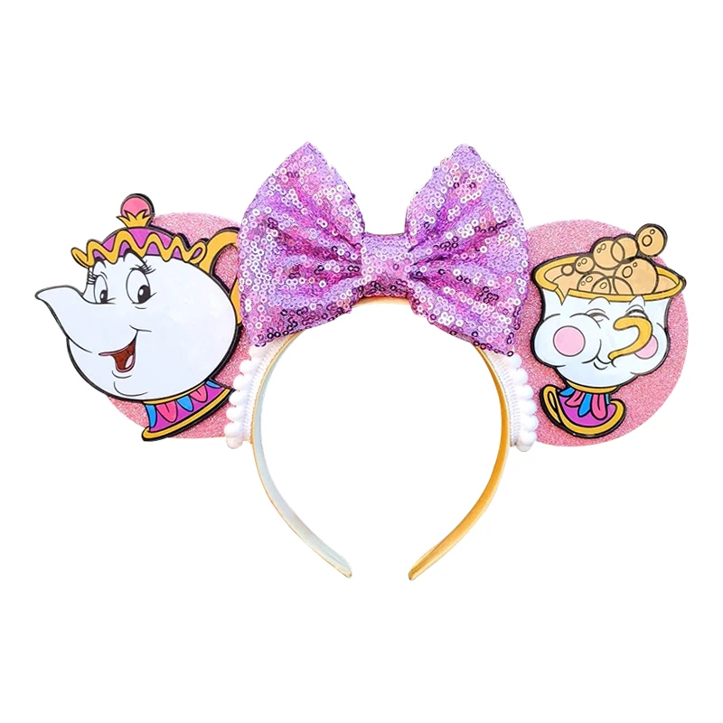 Disney Mrs.Potts and Chip Headbands for Girls Anime Teapot Ears Hair Accessories Women Cartoon Cup HairbandS Kids Belle Headwear