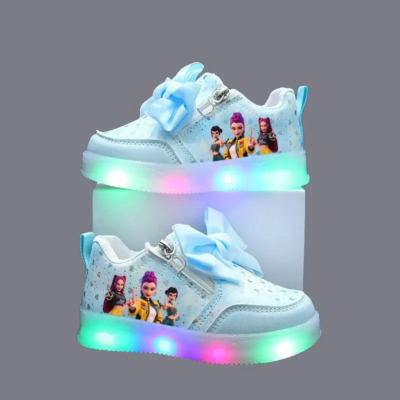 Kpop Demon Hunter LED sneakers For Kids Children Luminous Shoes Anime Girls' casual Tennis Shoes Zoey Mira Rumi Toddler Shoes