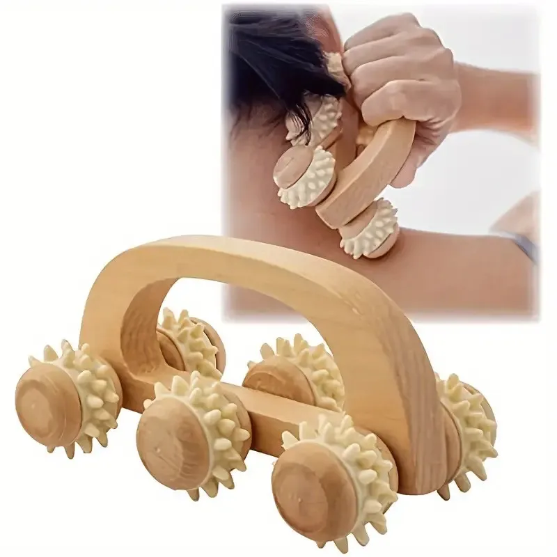 1 Pcs Wooden Massage Roller Tool, Manual Wooden Massager, Wood Back Massage Roller for Neck Leg Back Deep Tissue Muscle Massage
