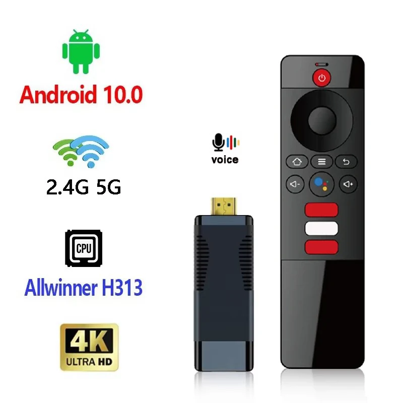 S96 ATV TV Stick Android 10 AllWinner H313 2GB 16GB Media Player 2.4G 5G WiFi Bluetooth 5.0 HD 4k Smart TV Box