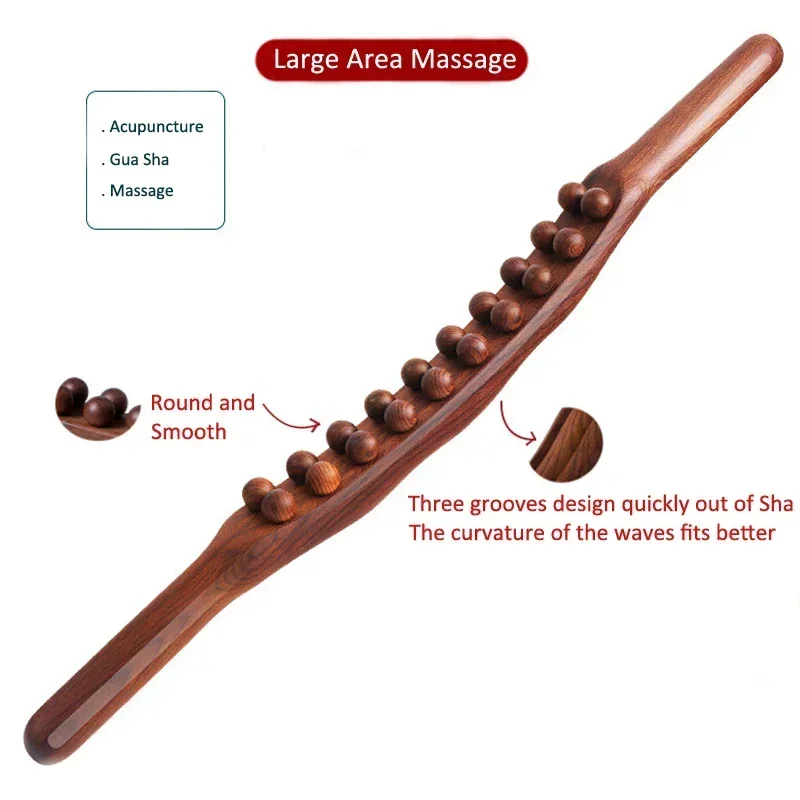 Wooden Gua Sha Massage Stick Carbonized Wood Guasha Scraping Tool Rolling Stick Full Body Massager Anti Cellulite 8/20/31 Beads