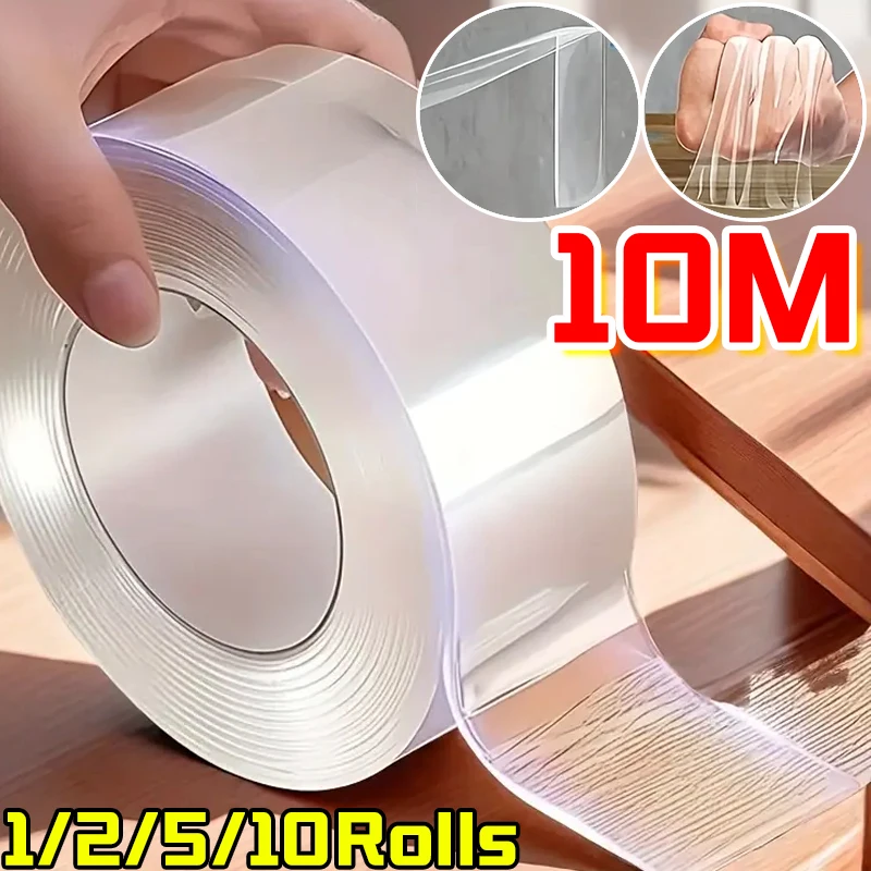 Strong Sticky Double Sided Adhesive Tapes Waterproof Clear Traceless Reusable Decorative Mounting Nano Tape Strips 1/2/3/5cm