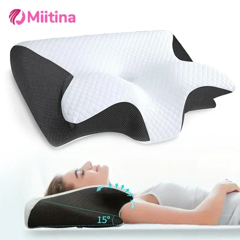 Sleep Memory Neck Pillow Butterfly Slow Rebound Comfortable Memory Foam Sleep Pillow Cervical Orthopedic Neck Massager Pillow
