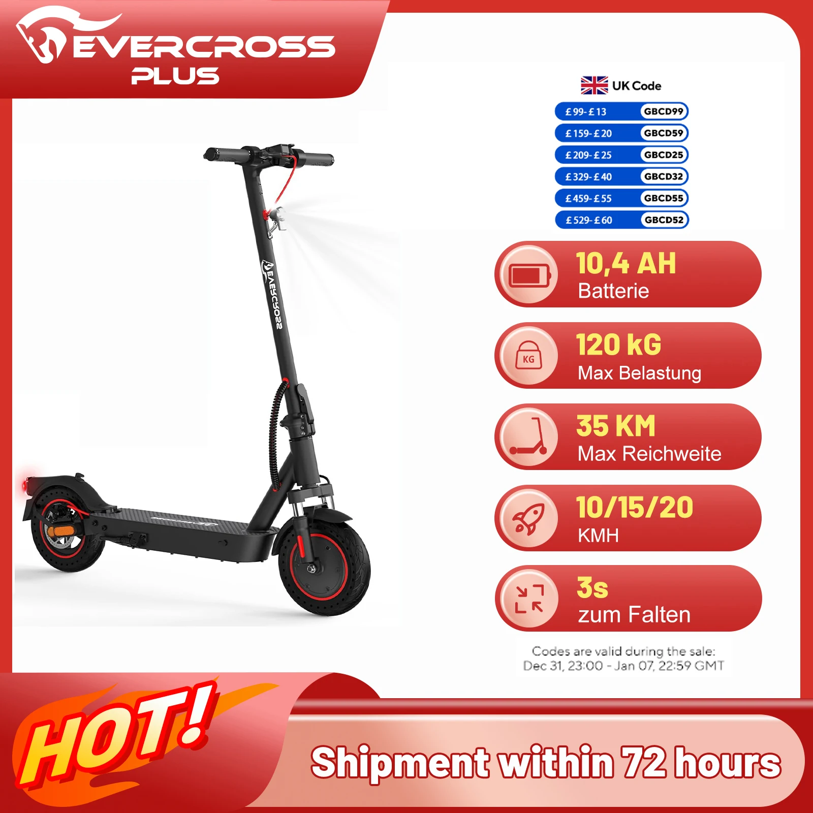 EVERCROSS PLUS EV10K Pro Electric Scooter for Adults, 10" Foldable Scooter, App Control, 500W Motor, 410WH Battery, Max Speed 25