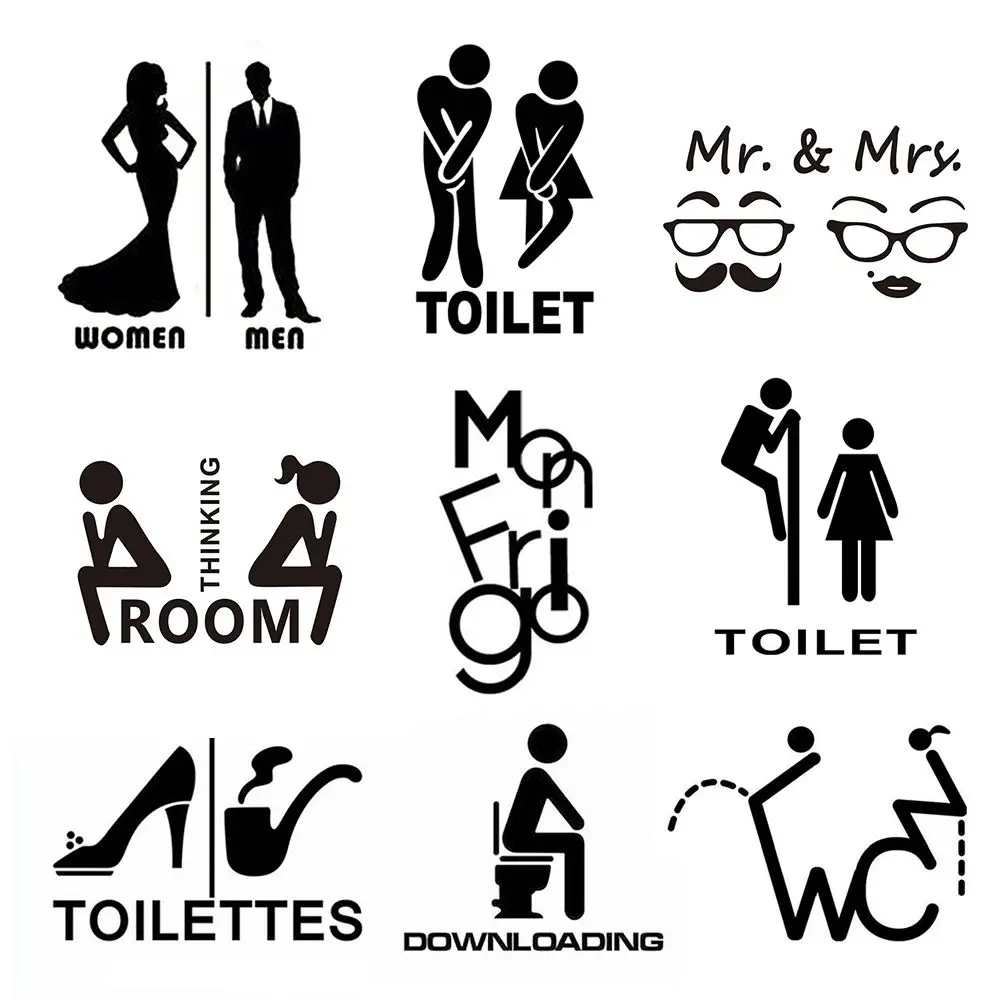 Waterproof Bathroom Home Art Door Decor Removable Wall Sticker Vinyl Poster Toilet Decals Fashion High Quality