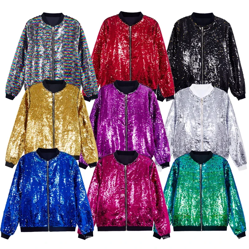 New 2025 Flip Over Sequin Jackets for Men,Fashion Carnival Party Flip Gold and SilverJacket Coat /Baseball Jersey,Large Eur Size