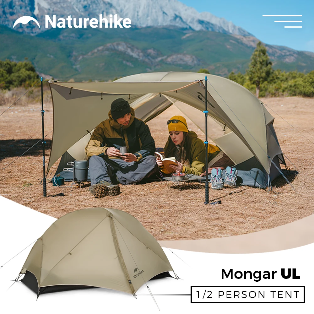 Naturehike Mongar UL PRO 1-3 People Tent 20D Ultralight Travel Waterproof Hiking Survival Outdoor Camping Portable Sun Shelter