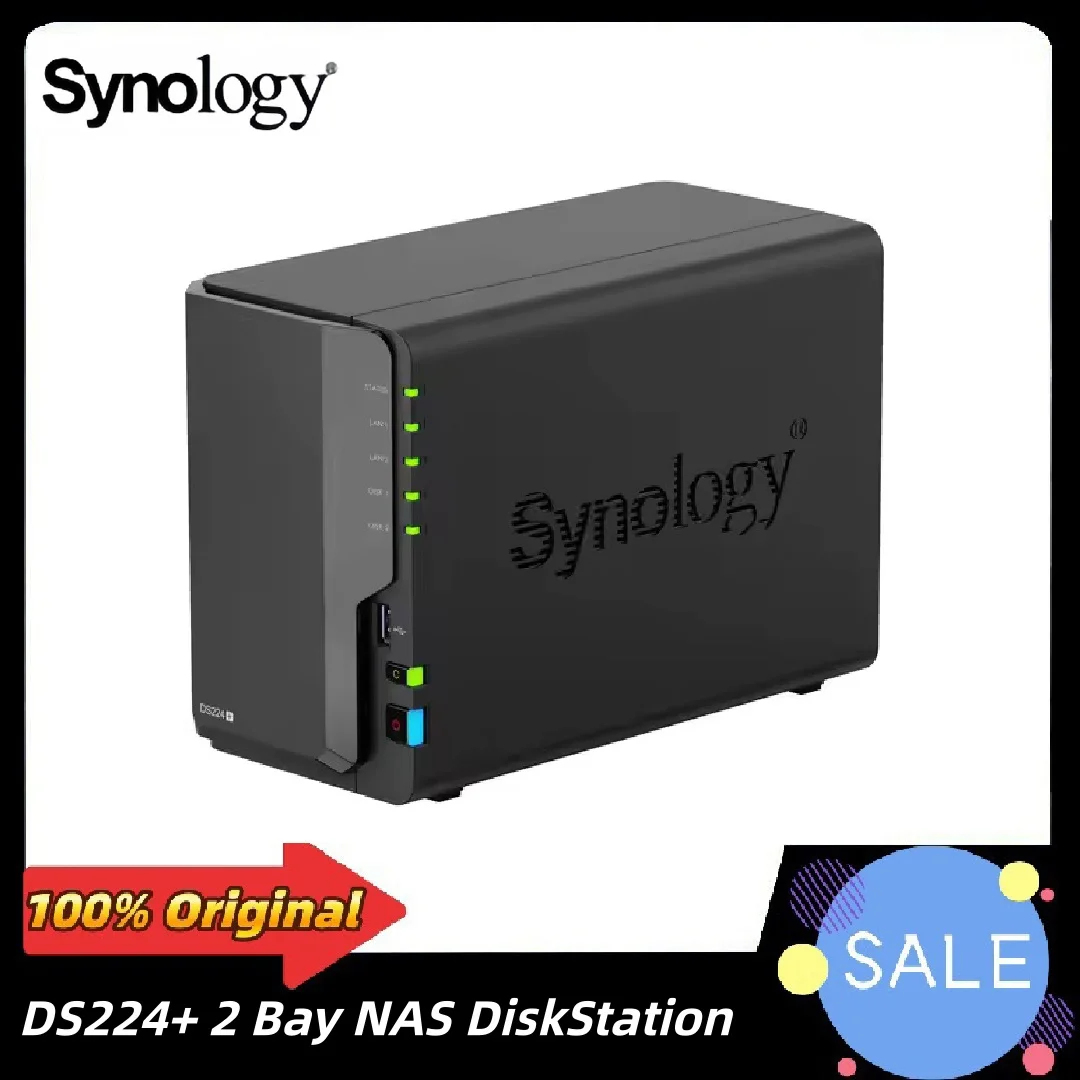 Original Synology DS224+ 2-Bay 2GB NAS Enclosure Network Storage DiskStation (Diskless)