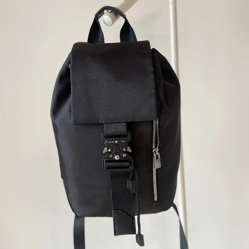 New Alyx Black Nylon Fabric Backpack Tactical Function Buckle Computer Backpack Men Women Bags