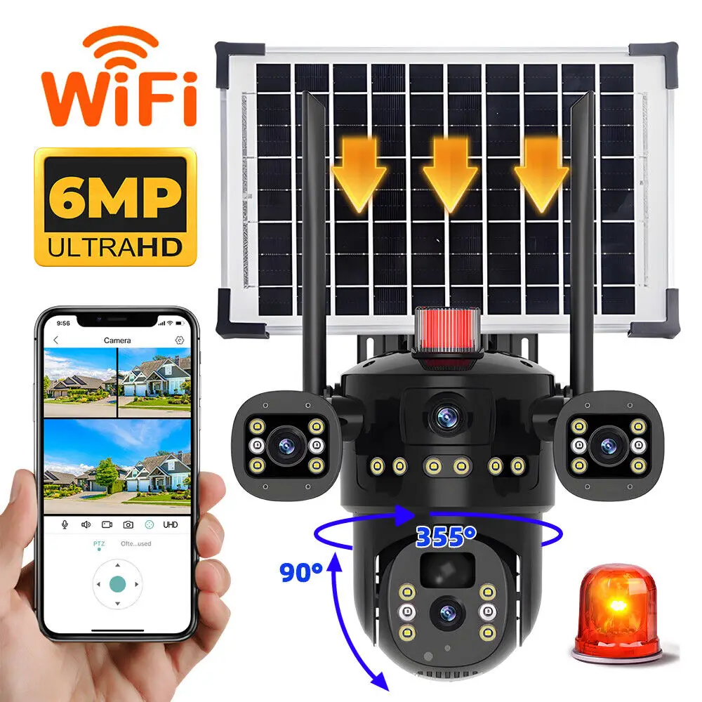 6MP 2.4G WIFI Security Camera HD Outdoor Surveillance Camera 360 Degree Auto Tracking Night Vision Dual Lens Voice Intercom