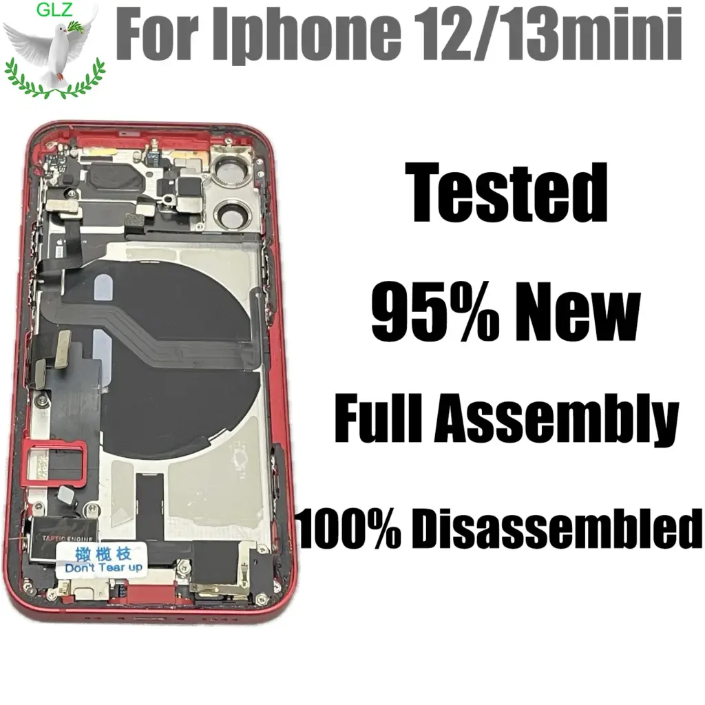 Disassembled Middle Frame Back Housing For iPhone 12/13mini Chassis , Rear Cover Glass with Wireless Charging Assembly 95% New,