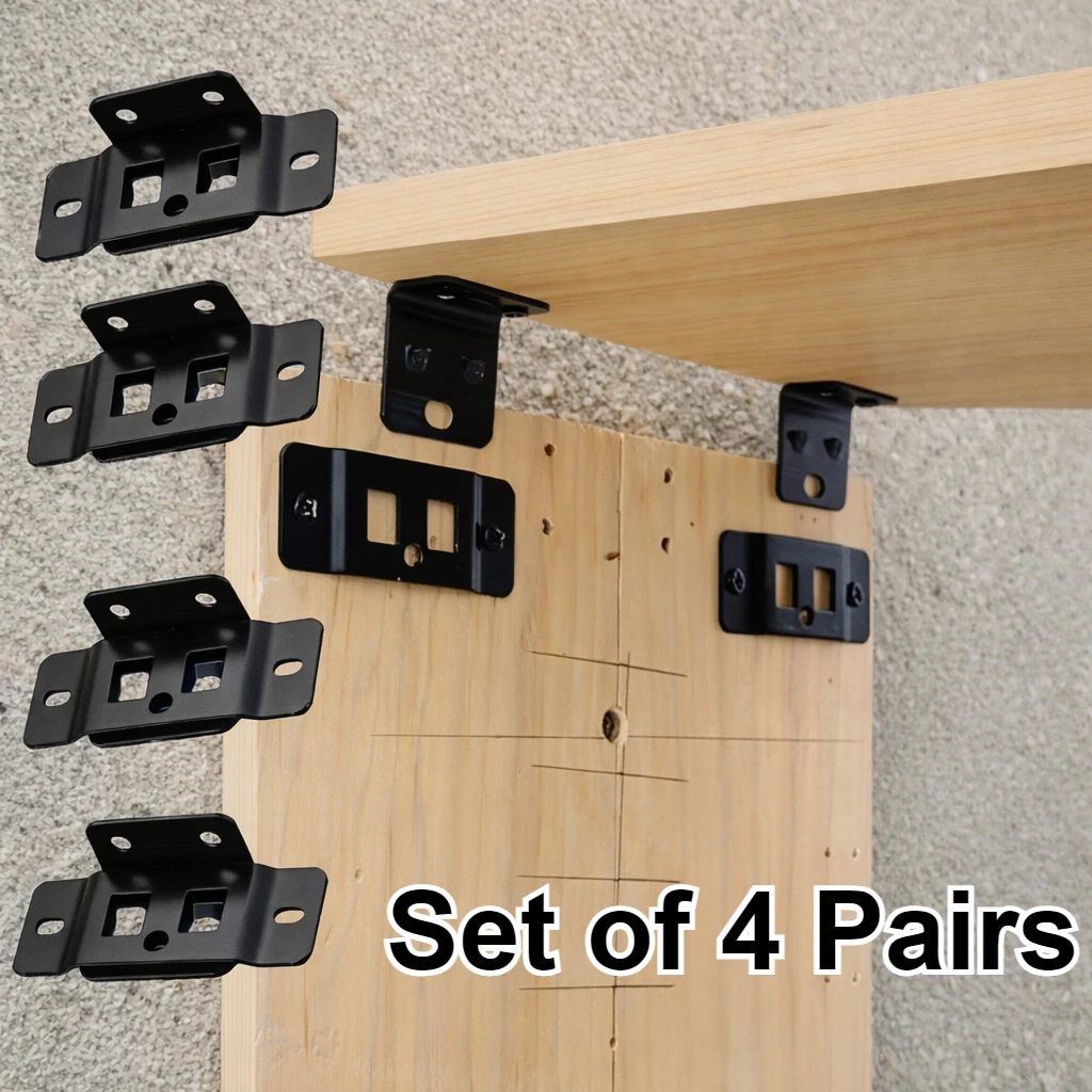 4 Pair Metal Fixing Buckle Two in One Insert Furniture Laminate L Shaped 90 Degree Connector Bracket Hardware Easy Install Home