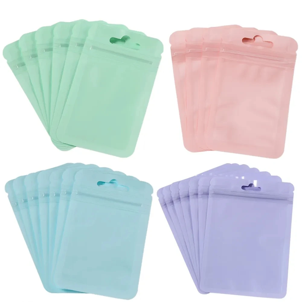 50pcs/lot Reusable Plastic Zip Lock Bags Transparent Macaron color Sealing Bag for DIY Jewelry Retail Display Wrap Packaging Bag