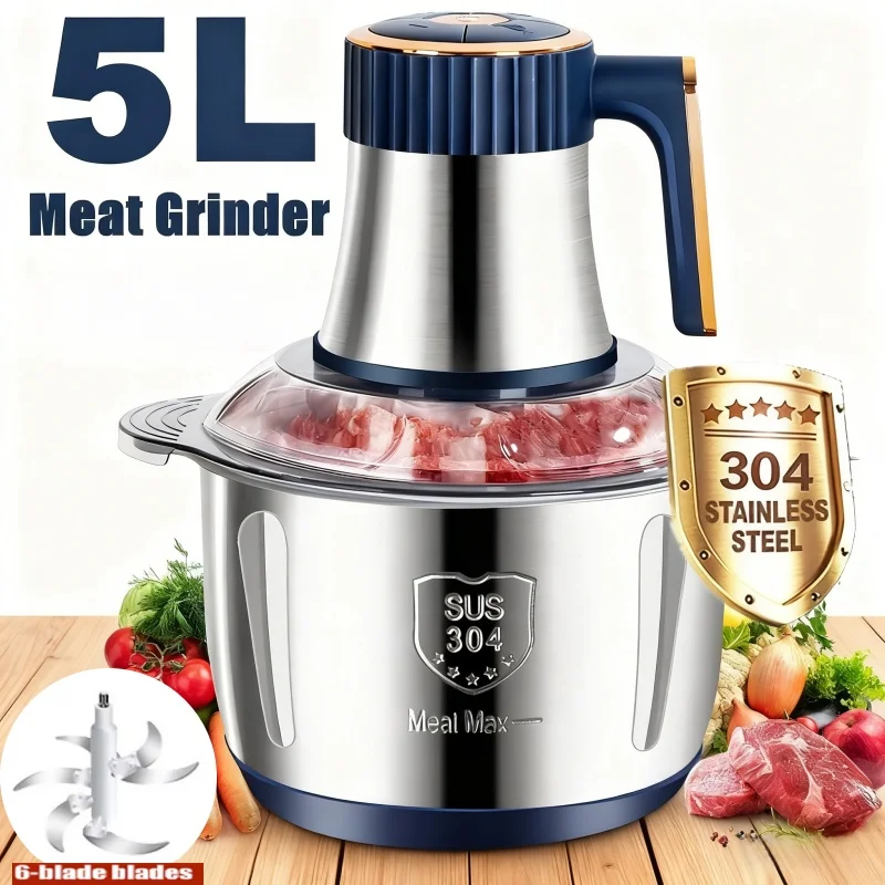 Electric Meat Grinder 304 Stainless Food Crusher Multifunction Meat Vegetable Pepper Garlic Chopper Mincer Baby Food Blender