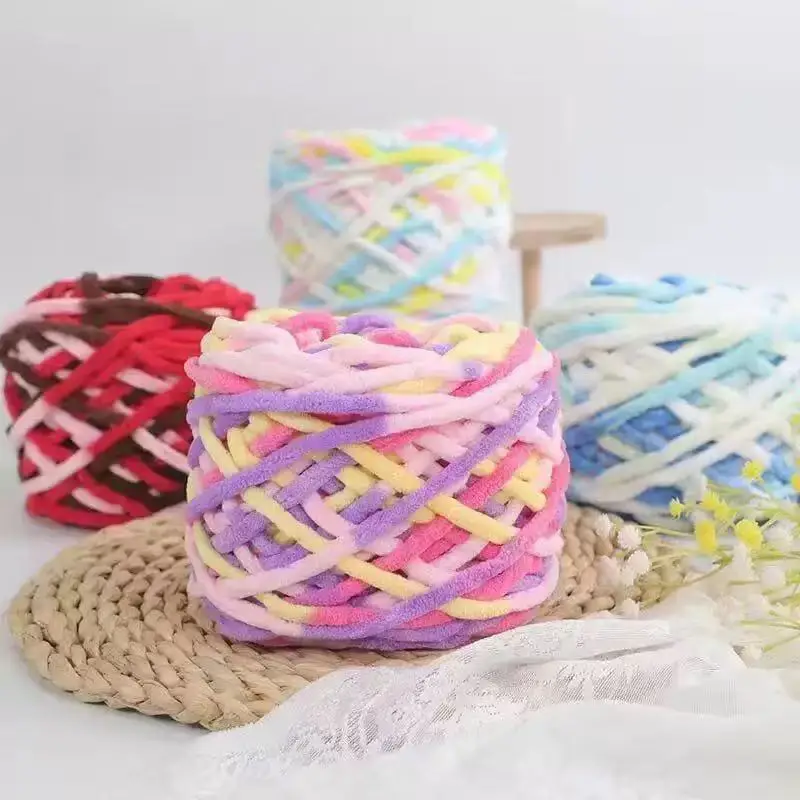 100g/Ball Blended Colorful Dye Ice Strip Line Yarn for Hand-knit DIY Soft Thickness Wool Thread Blanket Scarf Crochet Yarn