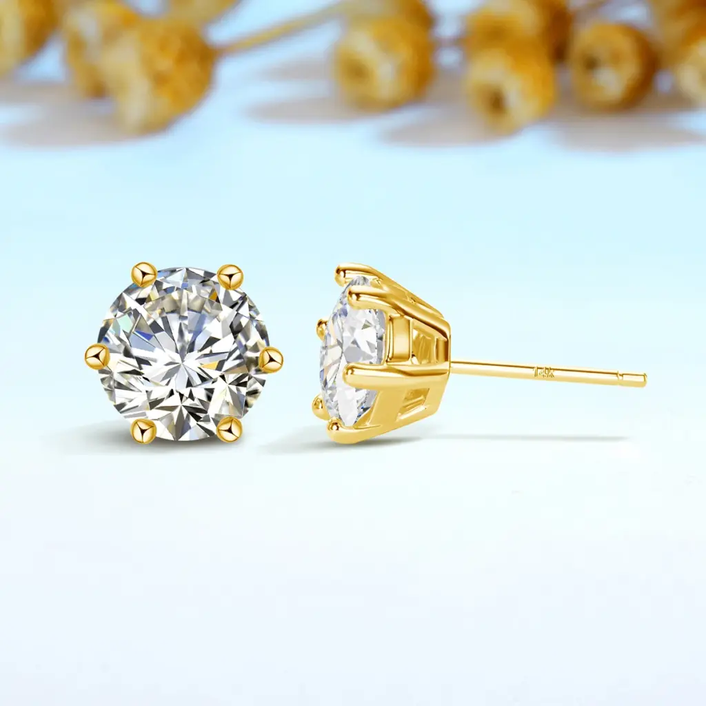 100% Real 14k Gold Moissanite Earrings 1ct 2ct 3ct Women Highend Luxurious 585 K Gold Jewelry With Certificate Valentines Gift