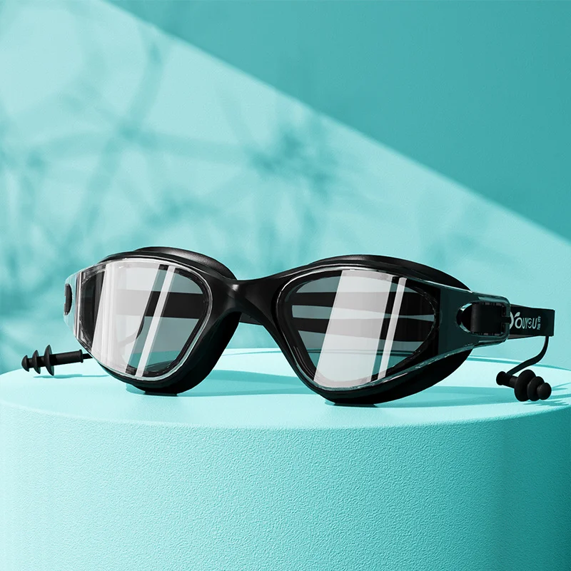 HD Anti-fog Swimming Goggles with Earplugs Adult Men Women Leak Proof Adjustable high-quality Silicone Swim Protection EYEWEAR