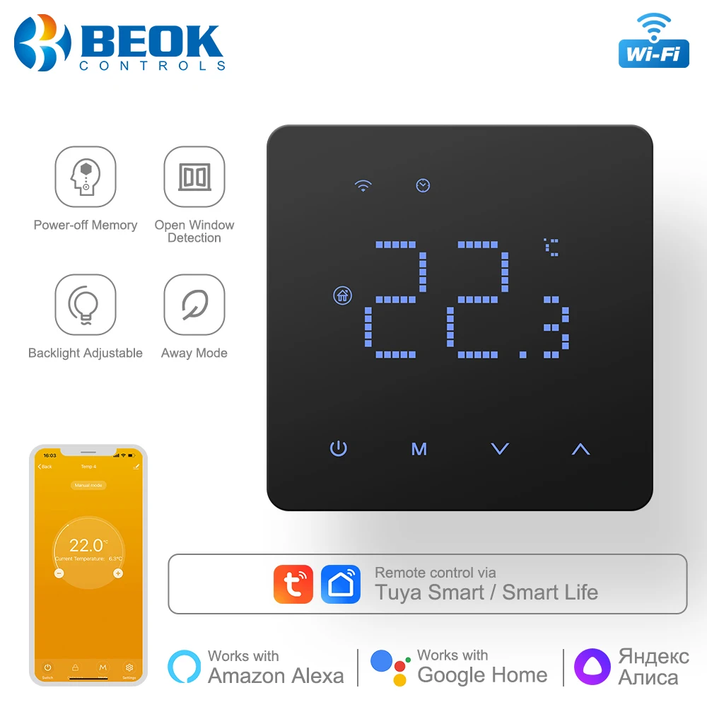 Beok WIFI Thermostat for Smart Home Thermoregulator Warm Floor Electric/Water Underfloor Heating Gas Boiler Alice Alexa 220V