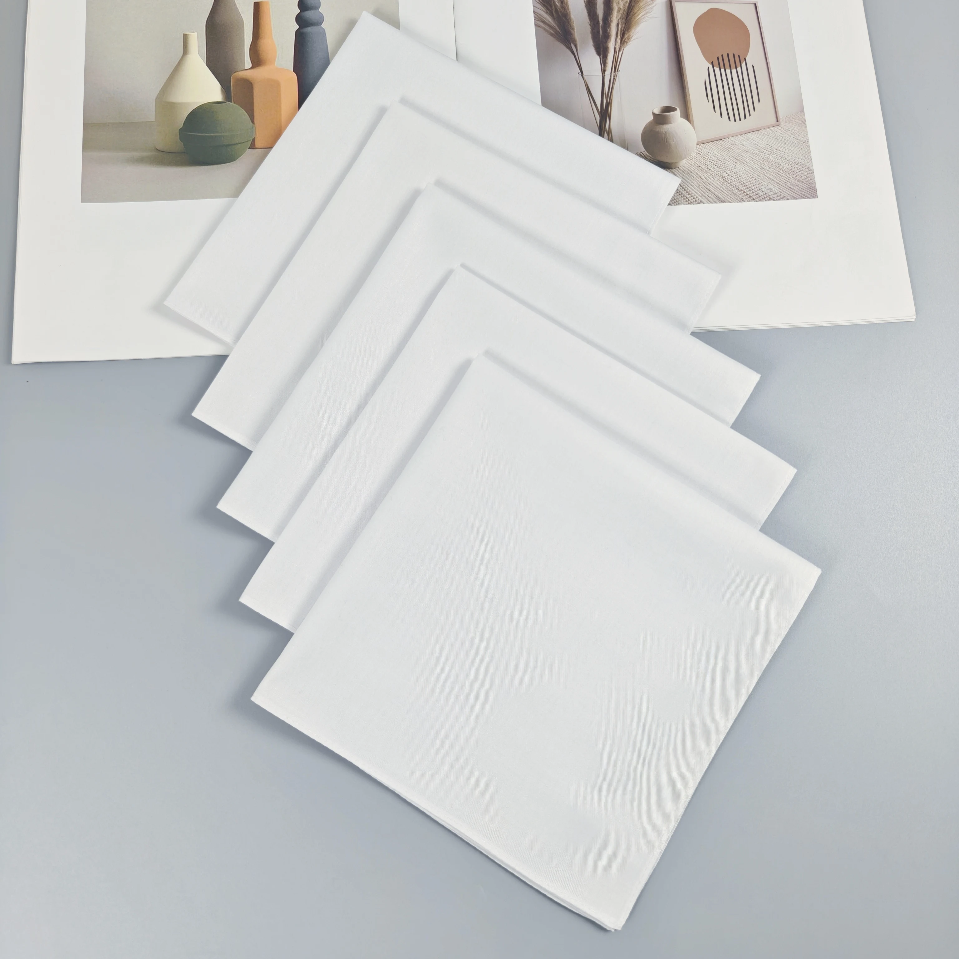 5PCS pure white DIY gentleman handkerchief suit pocket plain hair band 35cm/13.7in