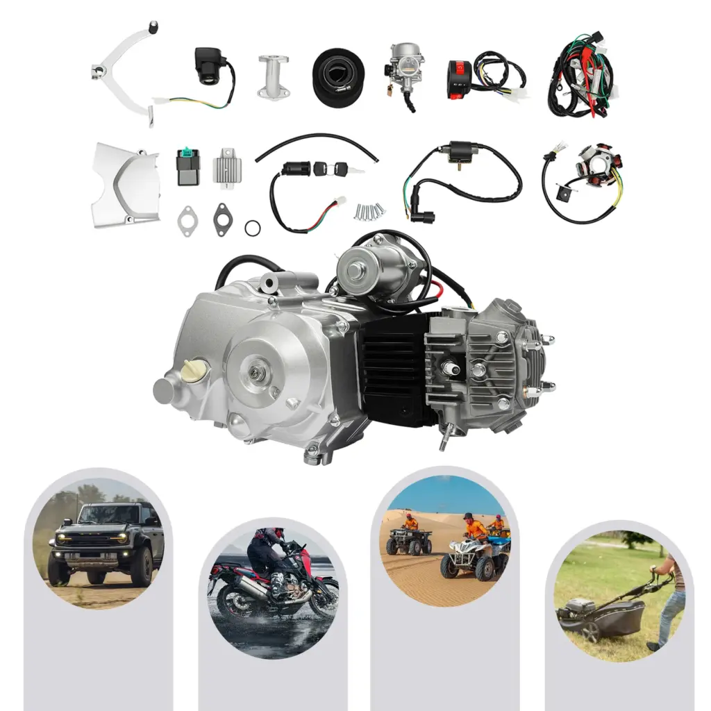 125CC 4 Stroke Electric Motor Semi Auto Engine CDI+Reverse for ATV Quad Go Kart