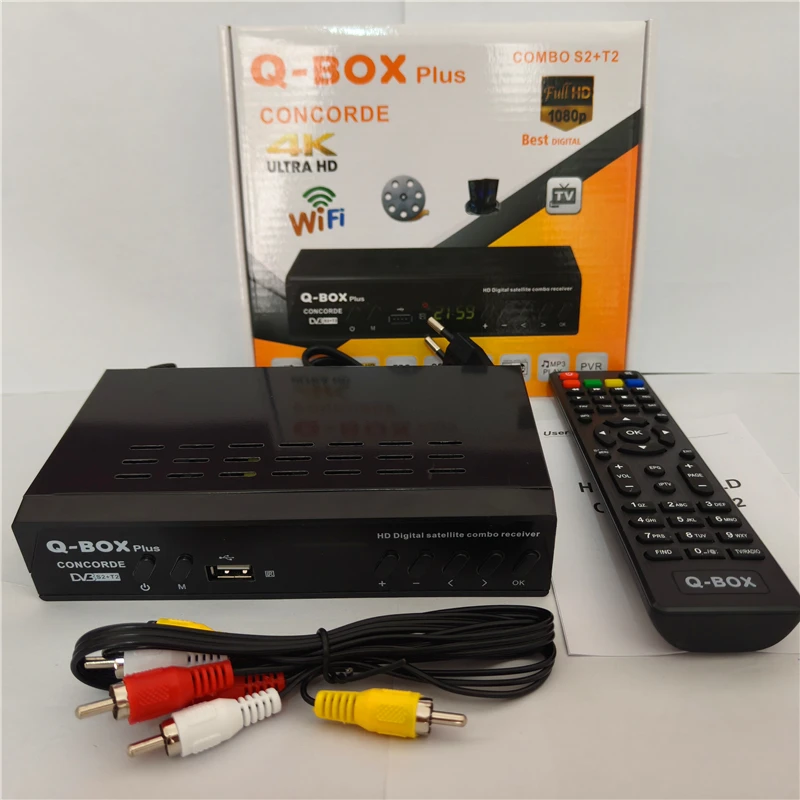 2026 DVB T2 S2 Combo Q-BOX Plus Satellite TV Receiver Tuner H.264 MPEG 4 Digital TV Decoder 1080P HD Time Shift EPG Set Top Box