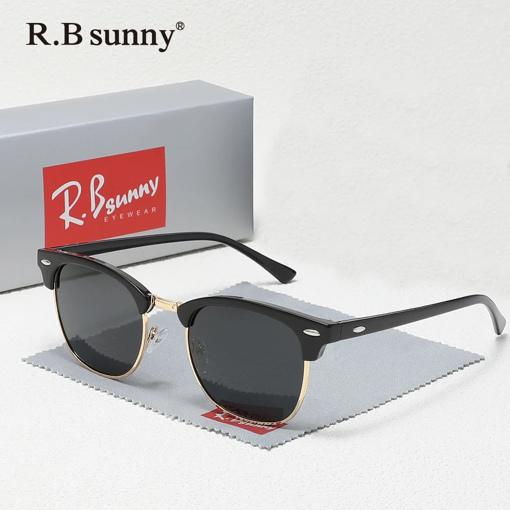 RBsunny Classic Polarized Sunglasses Men Women Retro UV400 Glasses Male Popular Anti-glare Travel Driving Fashion Eyewear Frames