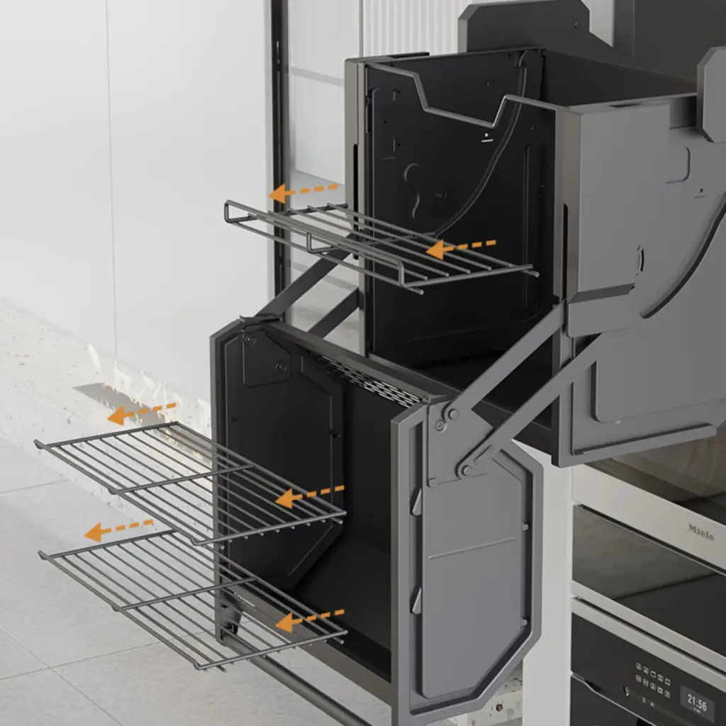 Homeware Kitchen Cabinet Pull Down Shelf Lift Storage System Tall Pantry Organizer Wall Mounted Elevator Basket