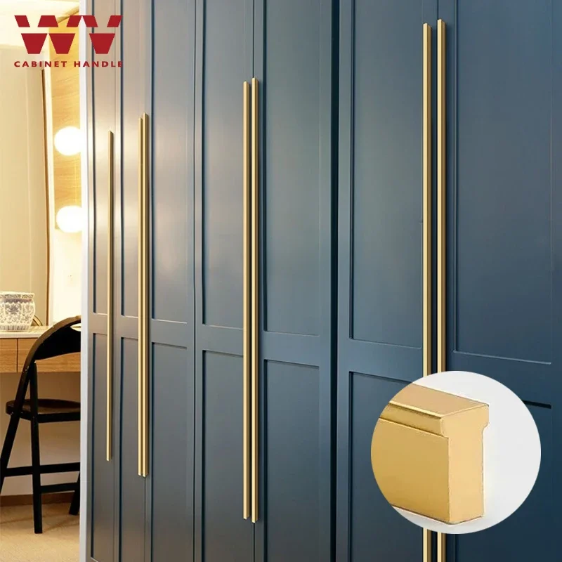 YM Long Cabinet Handles Brushed Gold T Bar Aluminum 1200mm Furniture Handles Kitchen Cupboard Pulls Drawer Knobs PenHardware 287