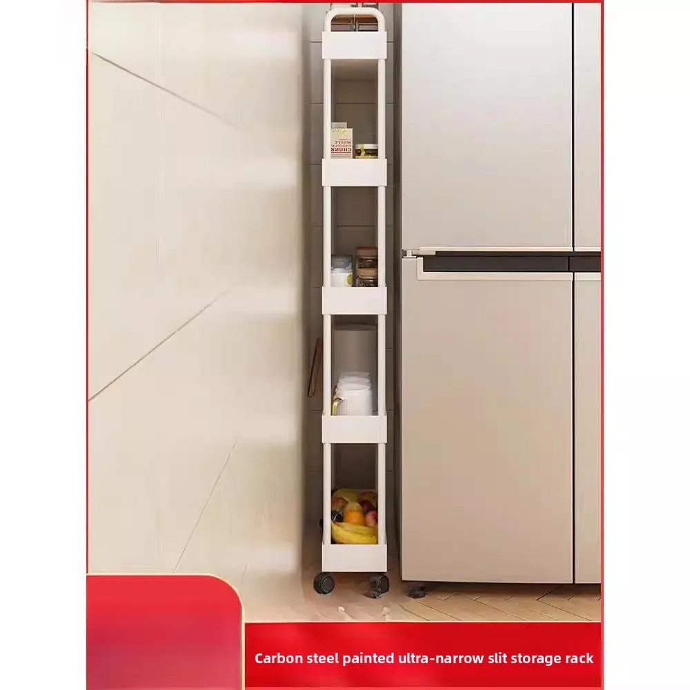 Narrow Kitchen elf Floor Standing Multi-Layer Super Narrow Frie 0-20cm Storage Cart Metal L-aped Rustproof