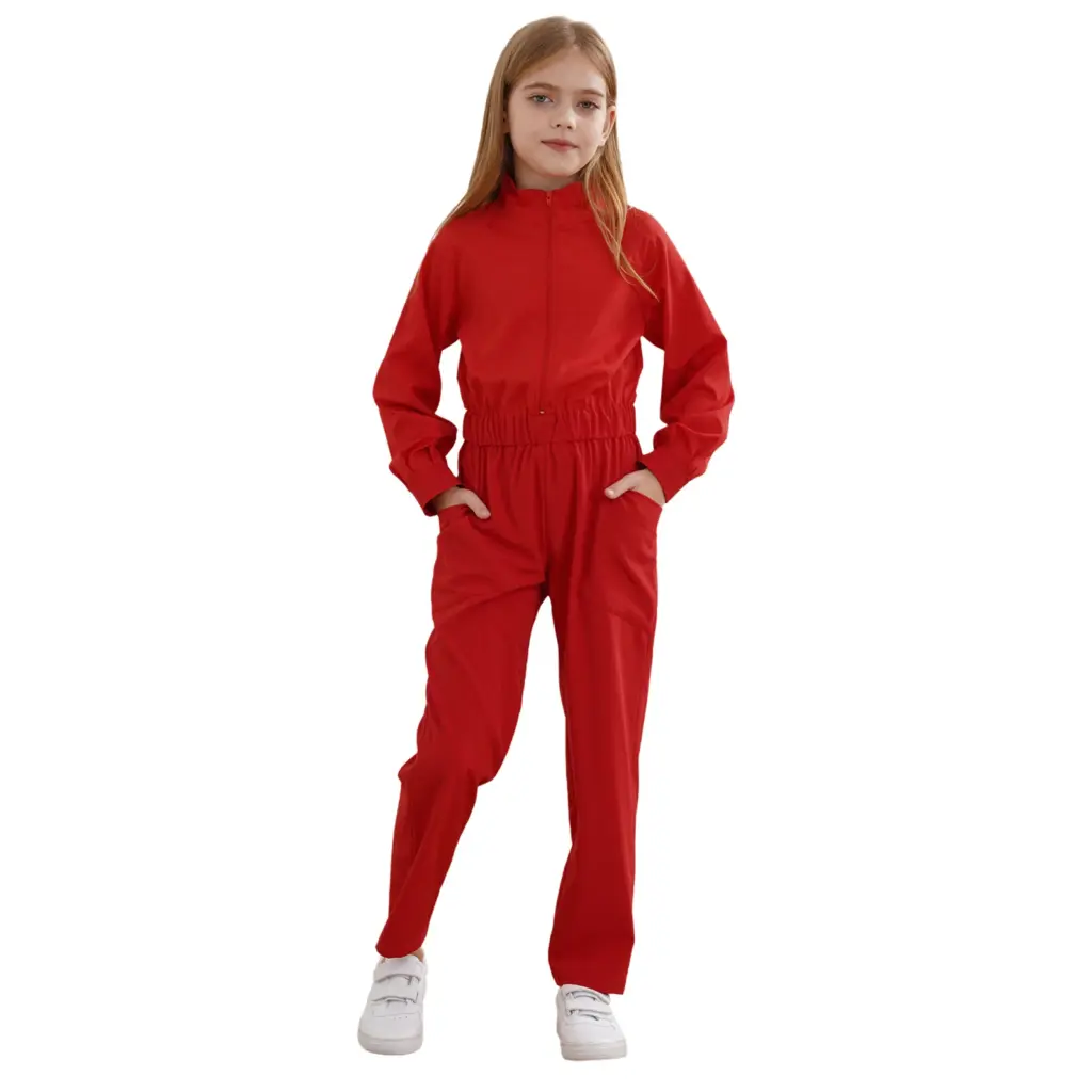 Girls Zipper Front Coverall Boys Casual Mechanic Boiler Suit Long Sleeve Flight Suit Jumpsuit for Kids Child Halloween Dress Up